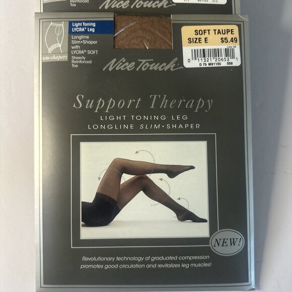 5 x Nice Touch Support Therapy Pantyhose Plus Sz E Black/Taupe New VTG Shapers - Picture 3 of 12